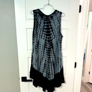 Grayish blue and black tie dye embroidered one size fits most dress